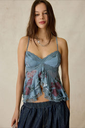Lace Panel Open Back Cami Top