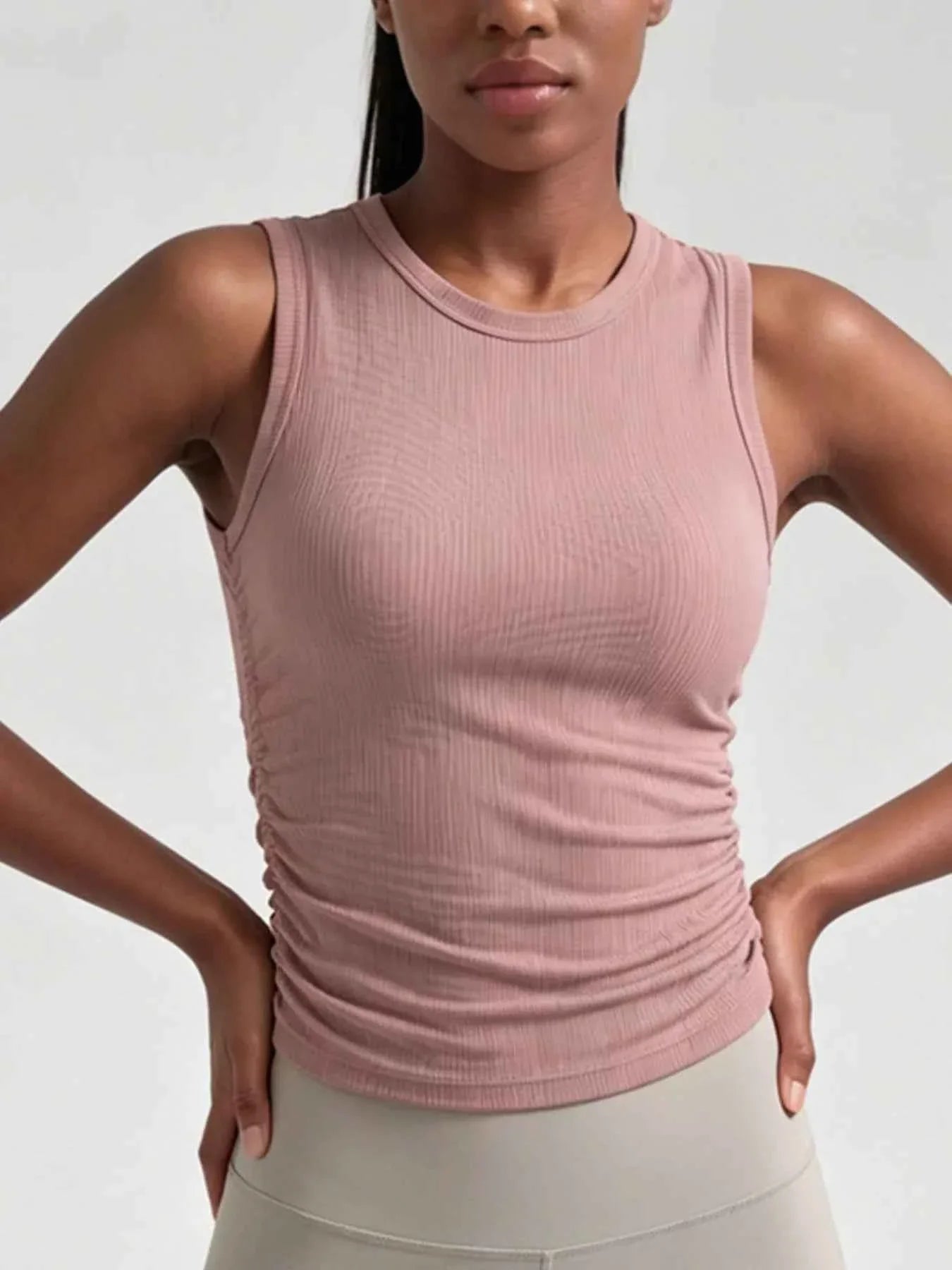 Ribbed Ruched Active Tank