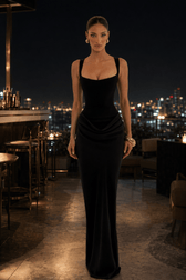 Solid Boned Waist Mermaid Maxi Slip Dress