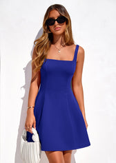 Square Neck Sleeveless Fit and Flare Mini Dress 43