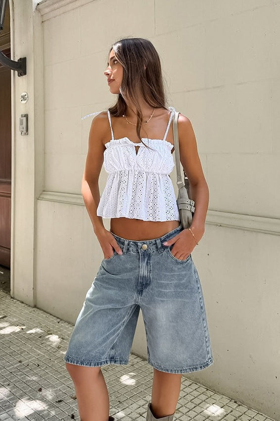White Jacquard Cami Top