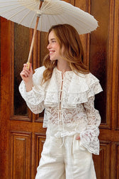 Luxe Round Neck Lace Blouse
