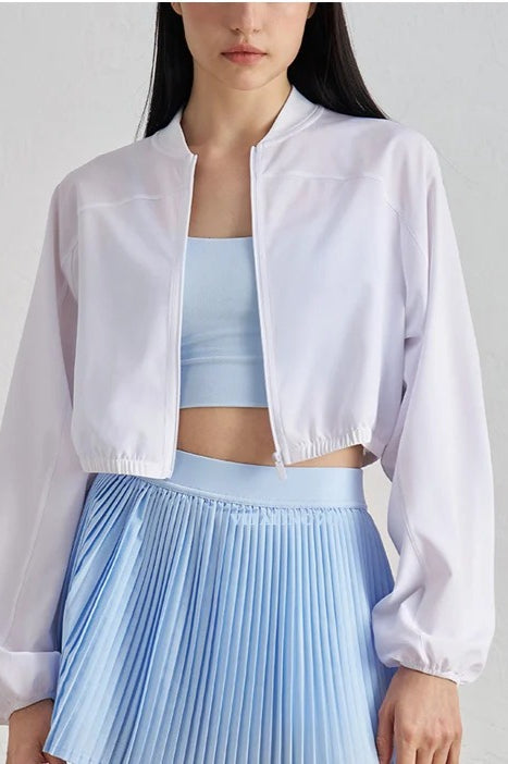 Cropped Zip-Up Athletic Jacket