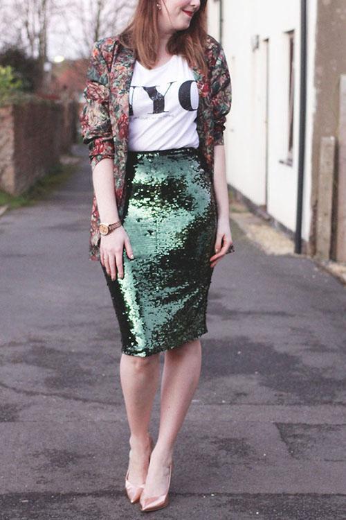 Sequin Pencil Skirt