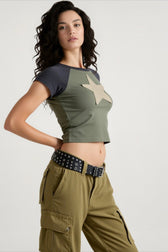 Retro Star Patch Slim T-shirts