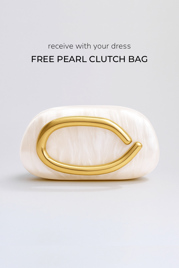 Catherine Ruffle Dress (Free Pearl Clutch)