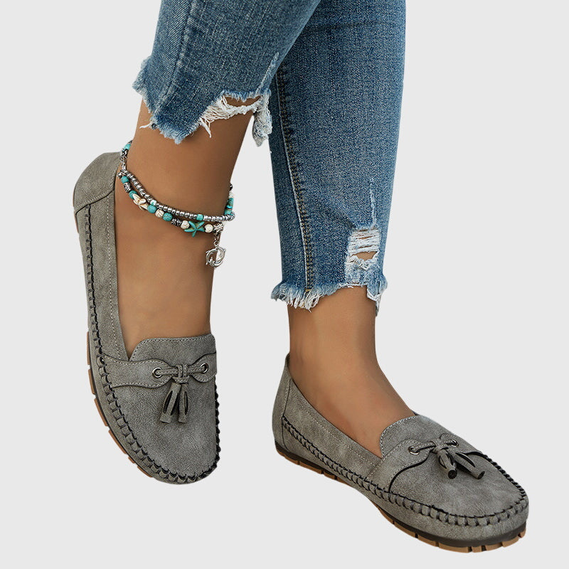Round Toe Tassel Slip On Moccasin Flats