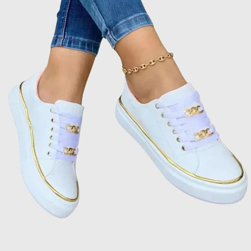 Lace Up Chain Detail Platform Sneakers