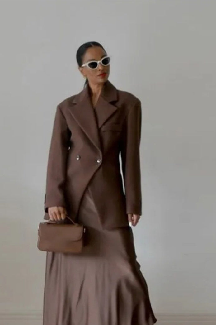 High-Waisted Button Blazer