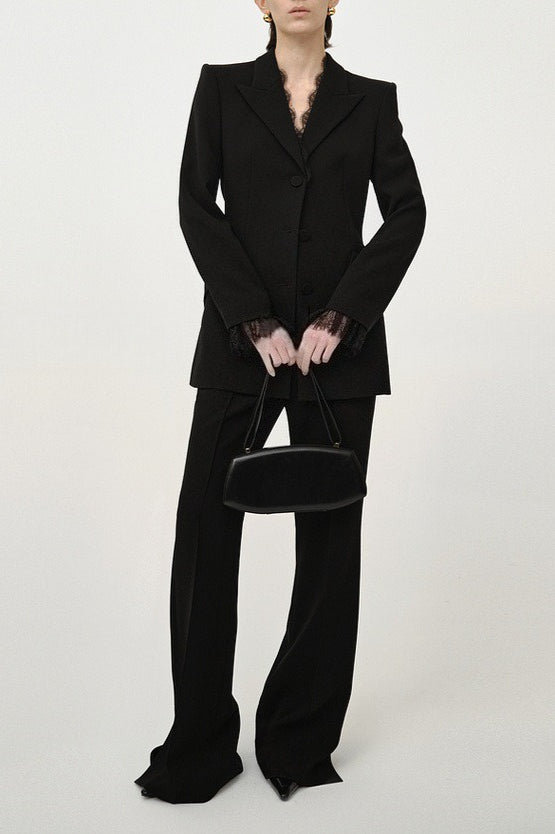 Beige Lace Waist Blazer