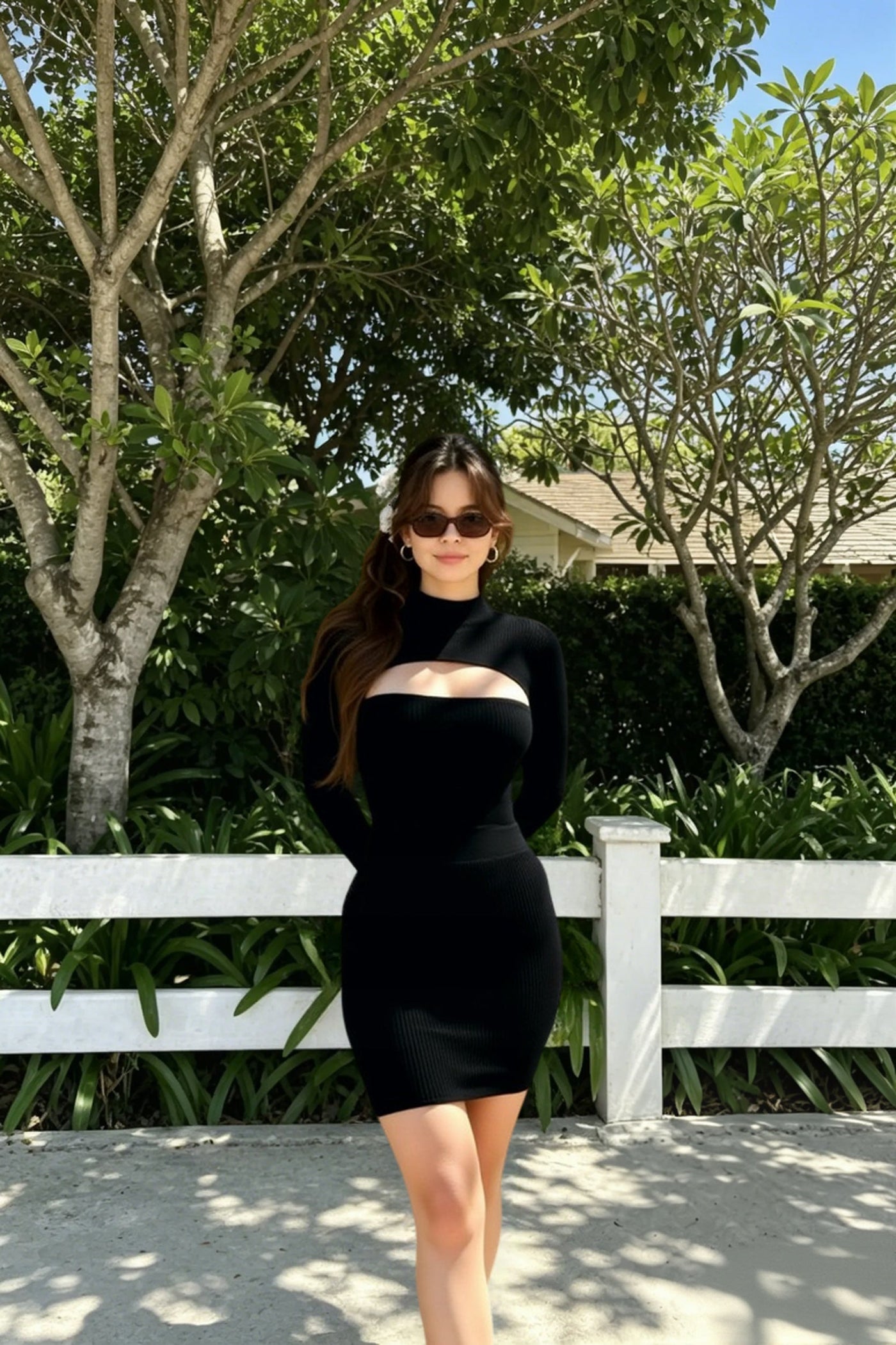 Elegant White Hollow Knitted Bodycon Short Dress Cut Out Dresses