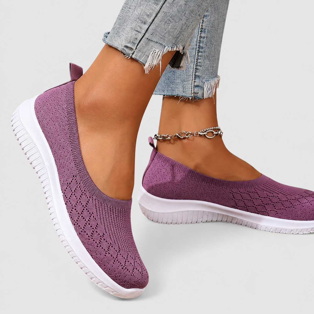 Knit Slip On Round Toe Platform Sneakers