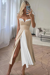 High-Waist Satin Dress