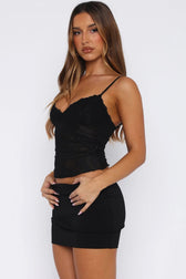 Solid Lace Panel Fitted Cami Top
