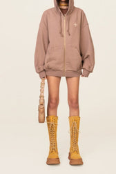 Floral Cross Print Zip Hoodie