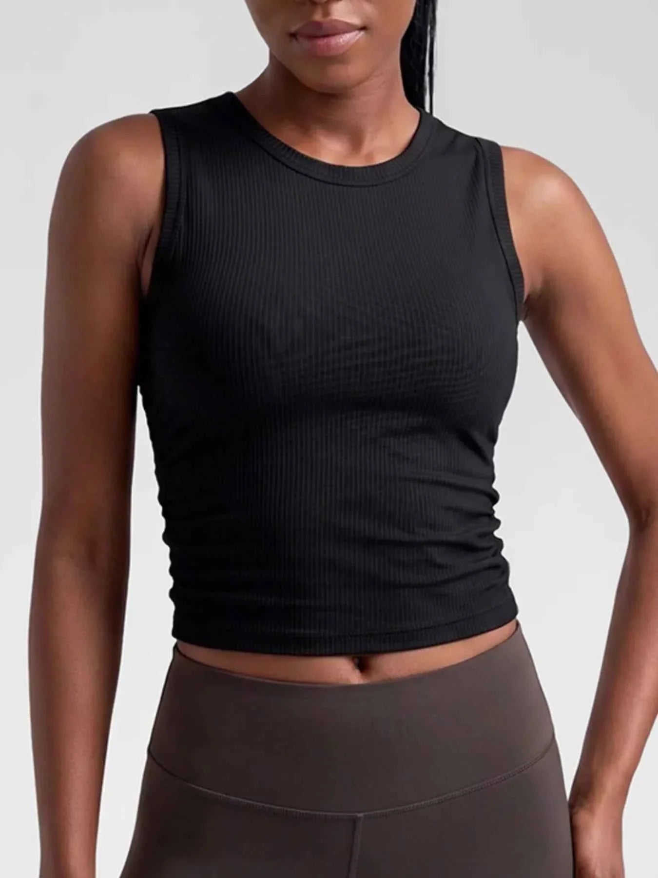 Ribbed Ruched Active Tank