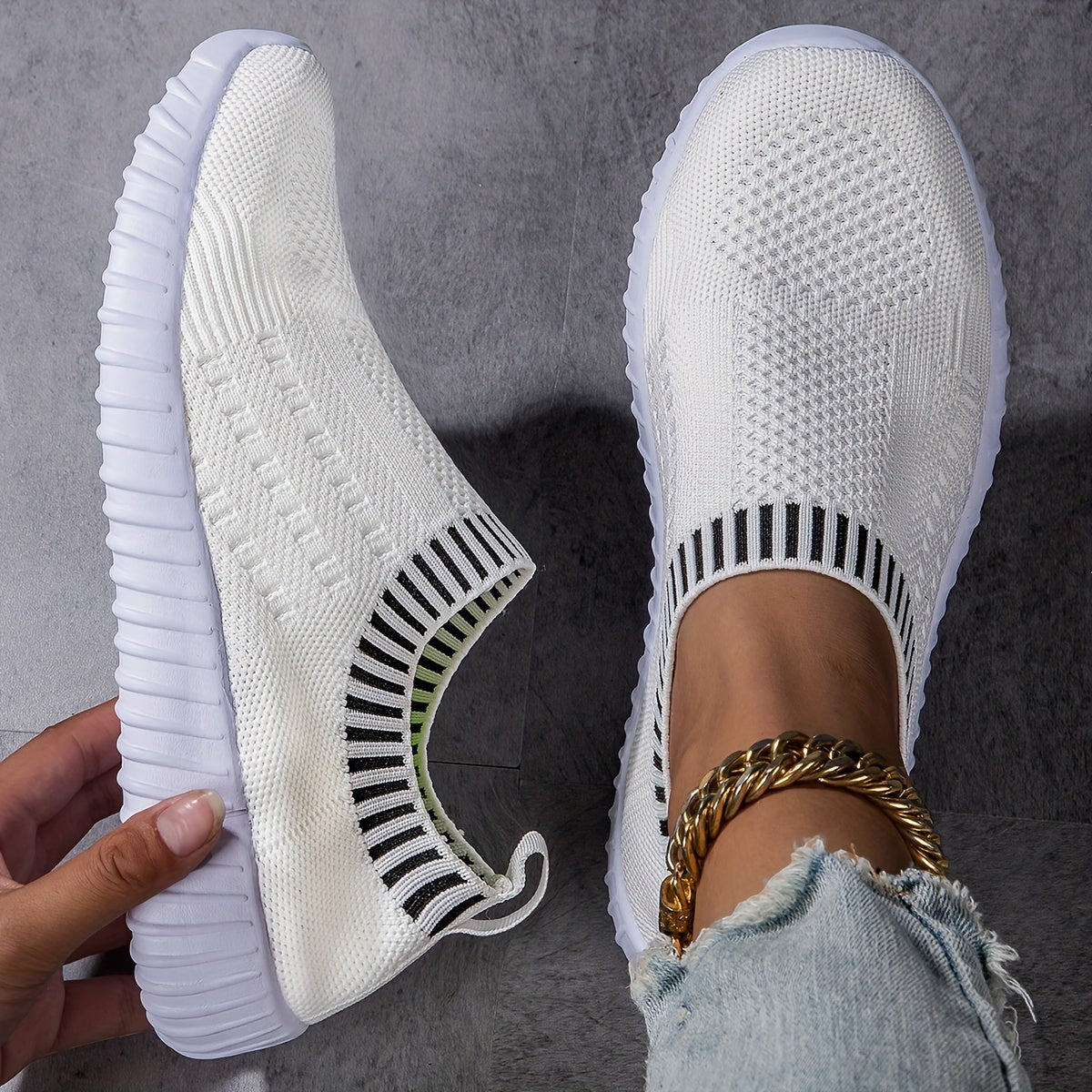 Slip On Knit Mesh Sneakers