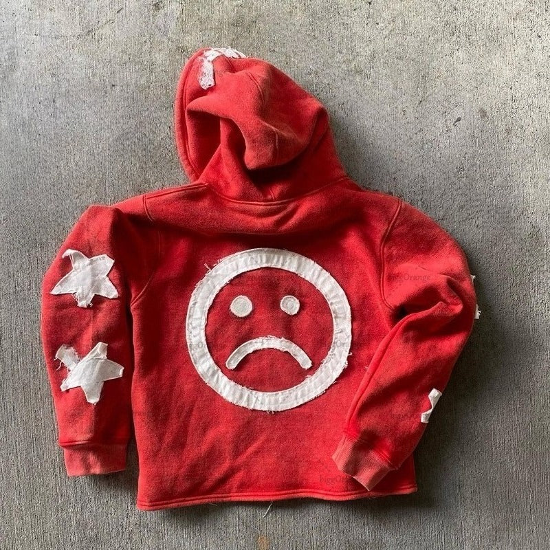 Vintage Patchwork Graphic Print Hoodie