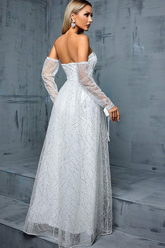 Off-the-Shoulder Sheer Mesh Dress