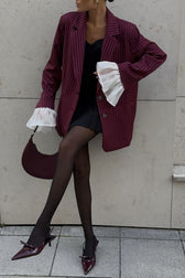 Oversized Ruffle Lace Sleeve Blazer