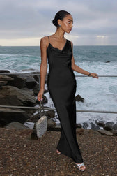 Backless Halter Satin Formal Dress