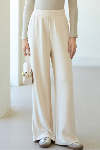 Elastic High Waist Side Pocket Wide Leg Knit Pants 5