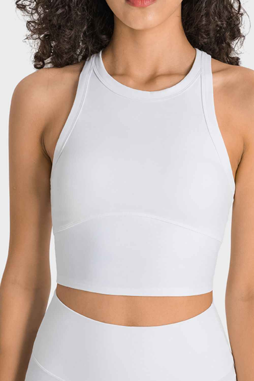 High Neck Seam Detail Cropped Sports Tank Top 4
