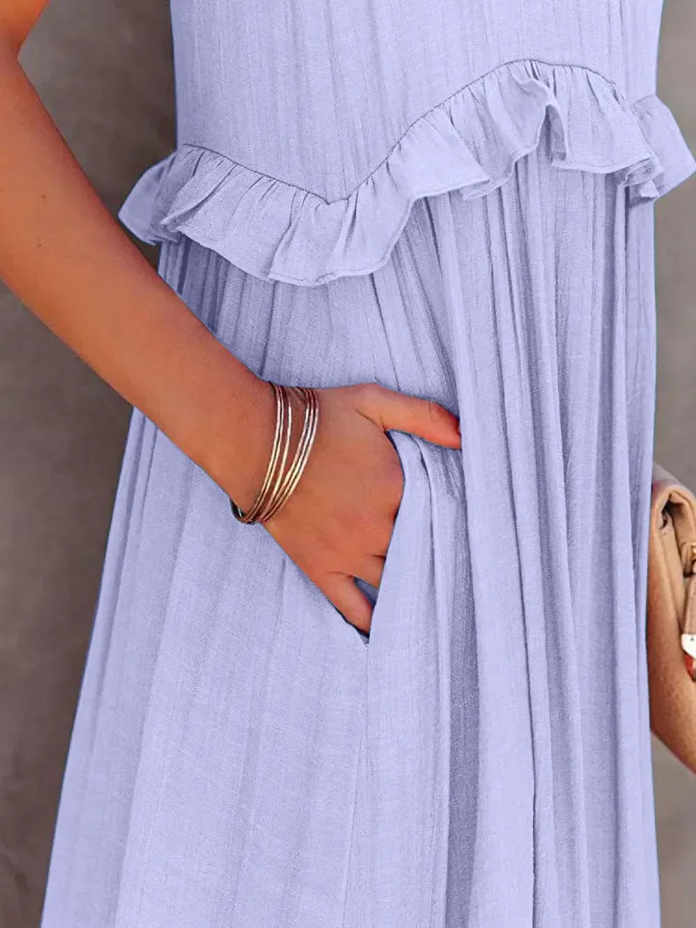 Halter Neck Sleeveless Tiered Ruffle Maxi Dress 27