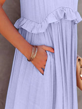 Halter Neck Sleeveless Tiered Ruffle Maxi Dress 27