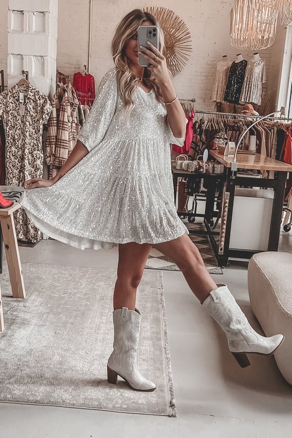 Xochitl Statement Loose Sequin Dress Designer Edit