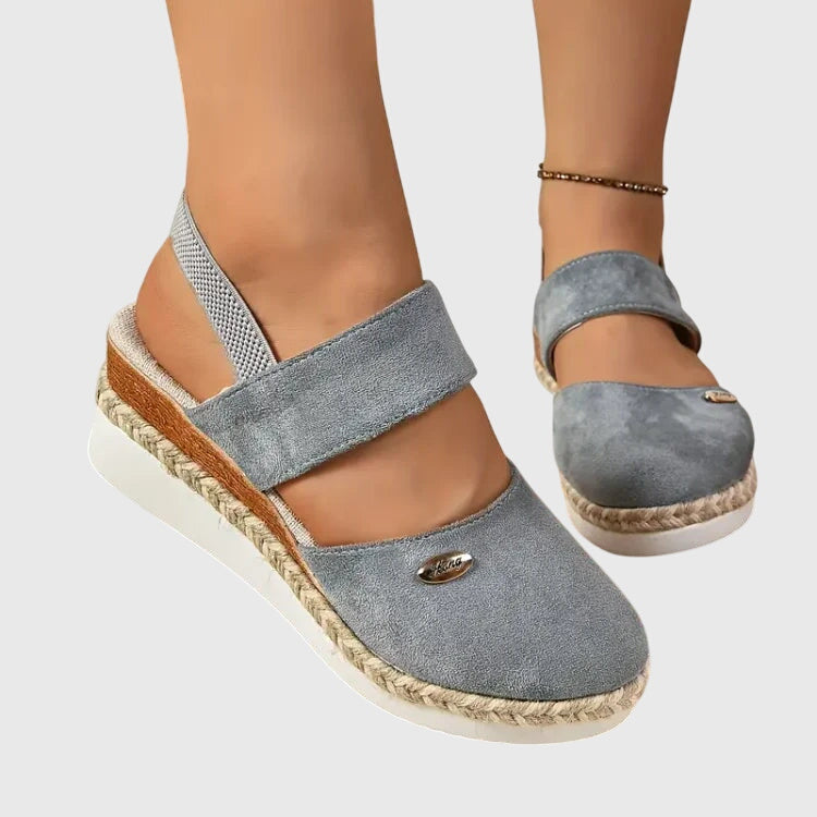 Closed Toe Ankle Strap Espadrille Wedge Sandals