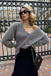 Relaxed V Neck Cardigan