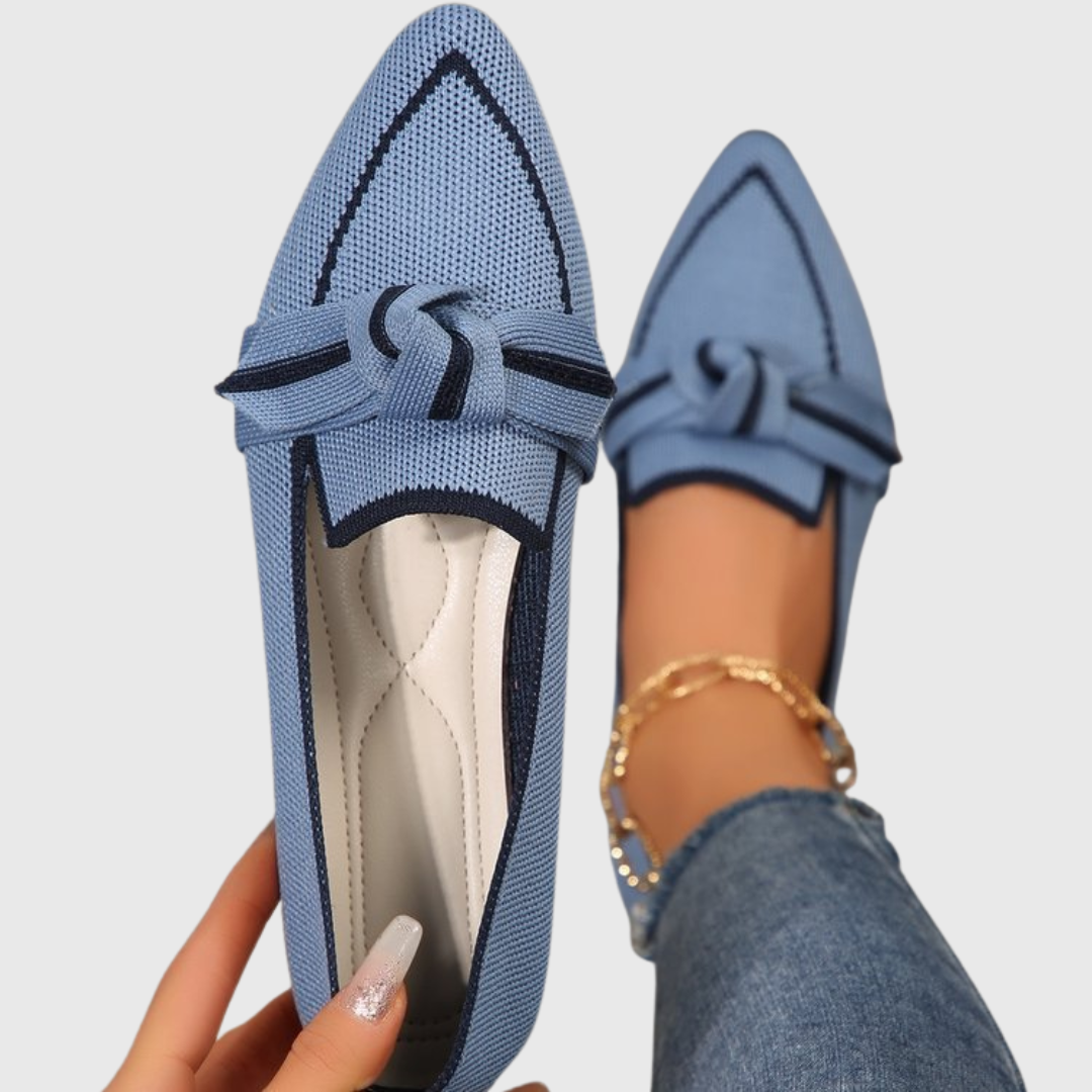 Pointed Toe Knot Knit Flat Loafers
