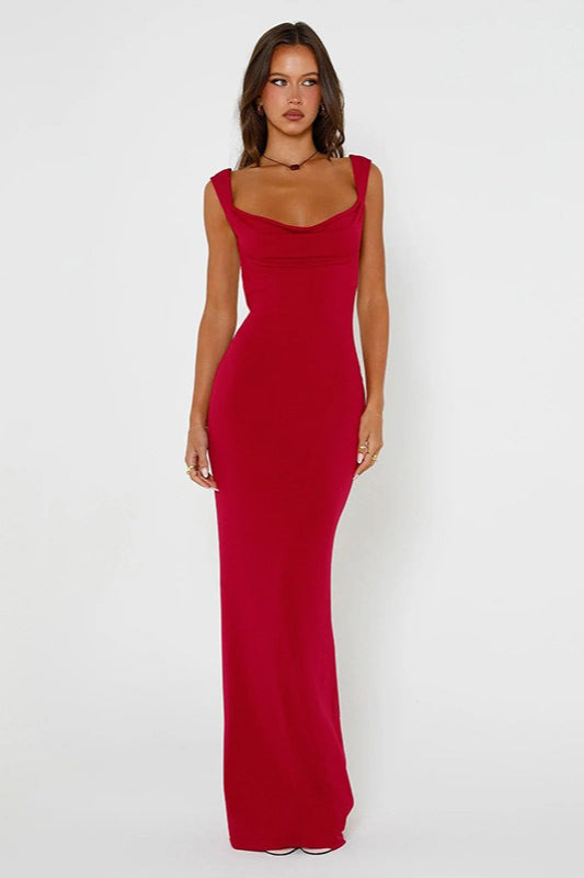 Bow Back Spaghetti Strap Maxi Formal Dress