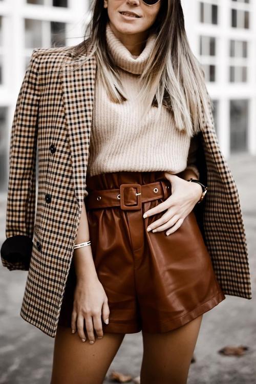 Plaid Button Long Sleeve Blazer