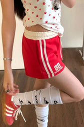 Vintage Letter Print Relaxed Fit Shorts