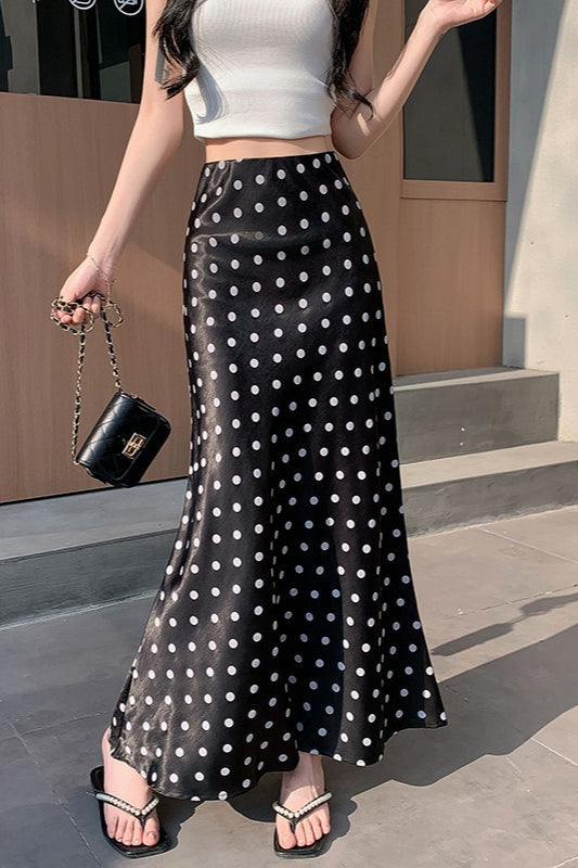 High-Waist Polka Dot Fish Tail Skirt