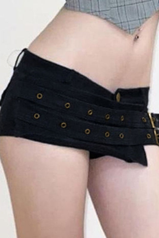 Asymmetrical Hardware Low Waist Shorts