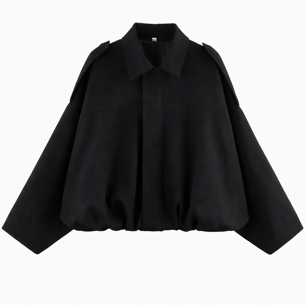Collared Drop Shoulder Suede Look Oversized Jacket