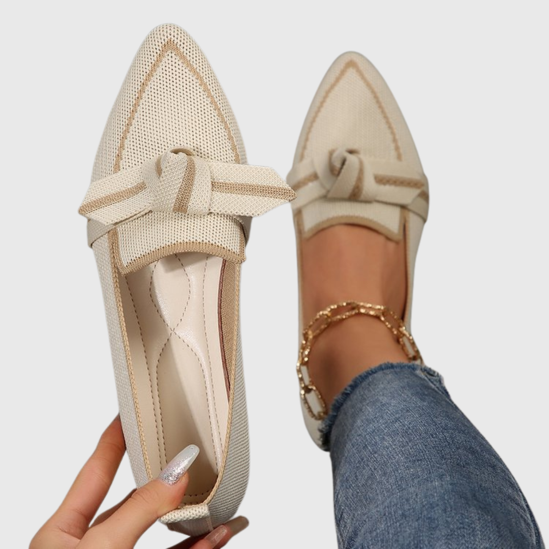 Pointed Toe Knot Knit Flat Loafers