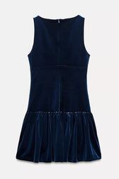 Solid Velvet Bow Embellished Sleeveless Mini Dress - View 12