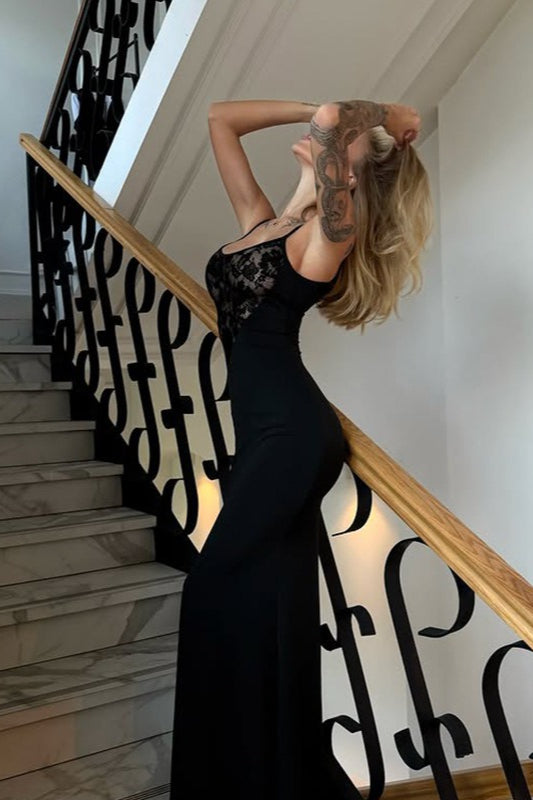 Lace Cami Panel Bodycon Maxi Lace Dress