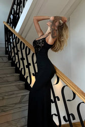 Lace Cami Panel Bodycon Maxi Lace Dress