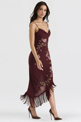 Lace Cami Embroidered Fringe Bodycon Mini Lace Dress