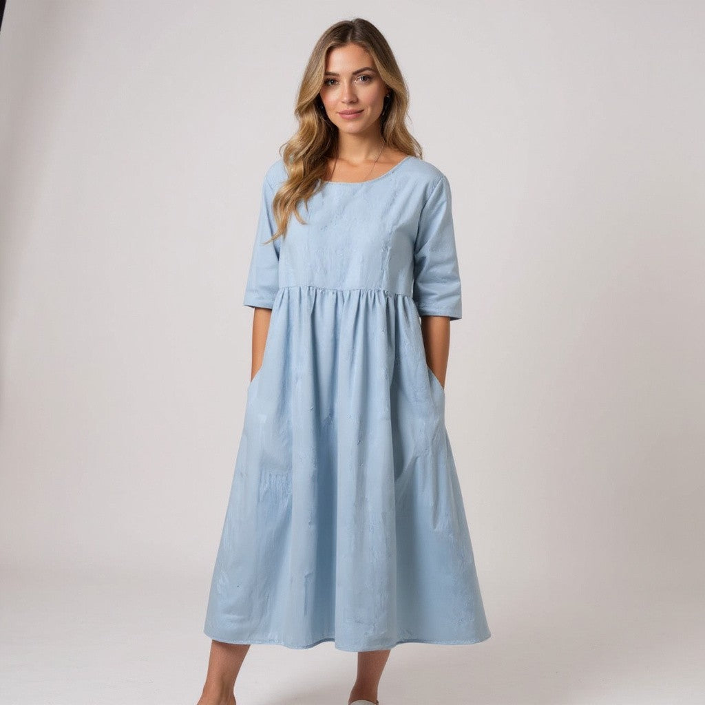 Rica – Flattering Dress for Everyday Wear Light Blue