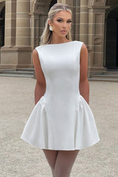 Solid Sleeveless Backless Bodycon Cocktail Dress