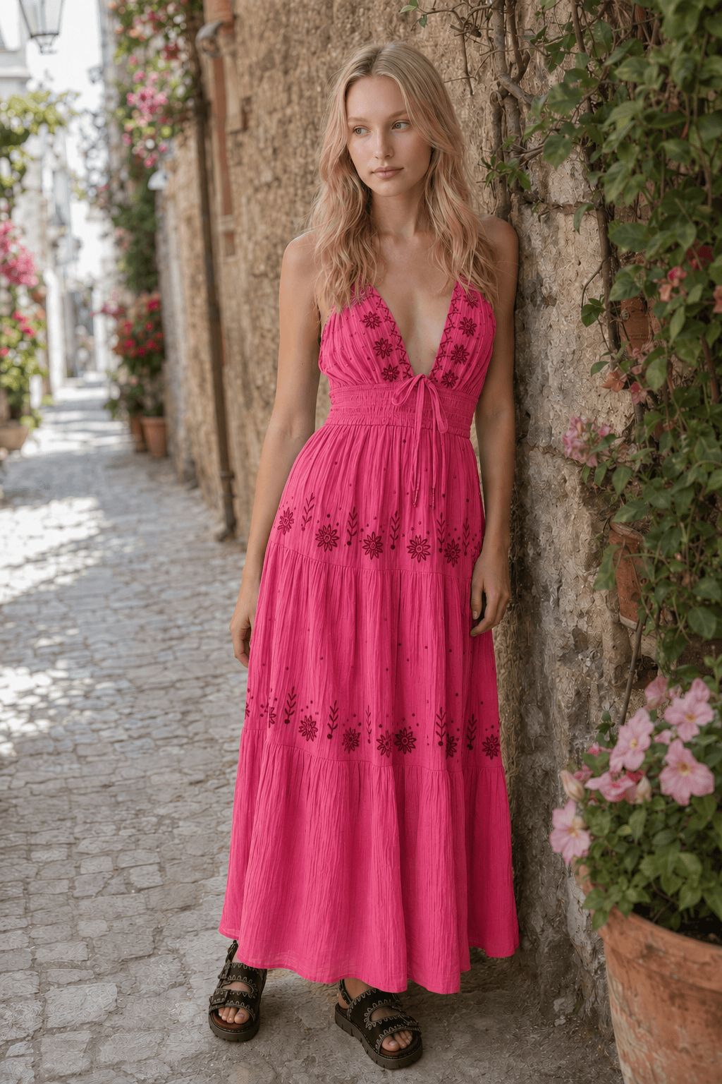 Halter-Neck Floral Dress