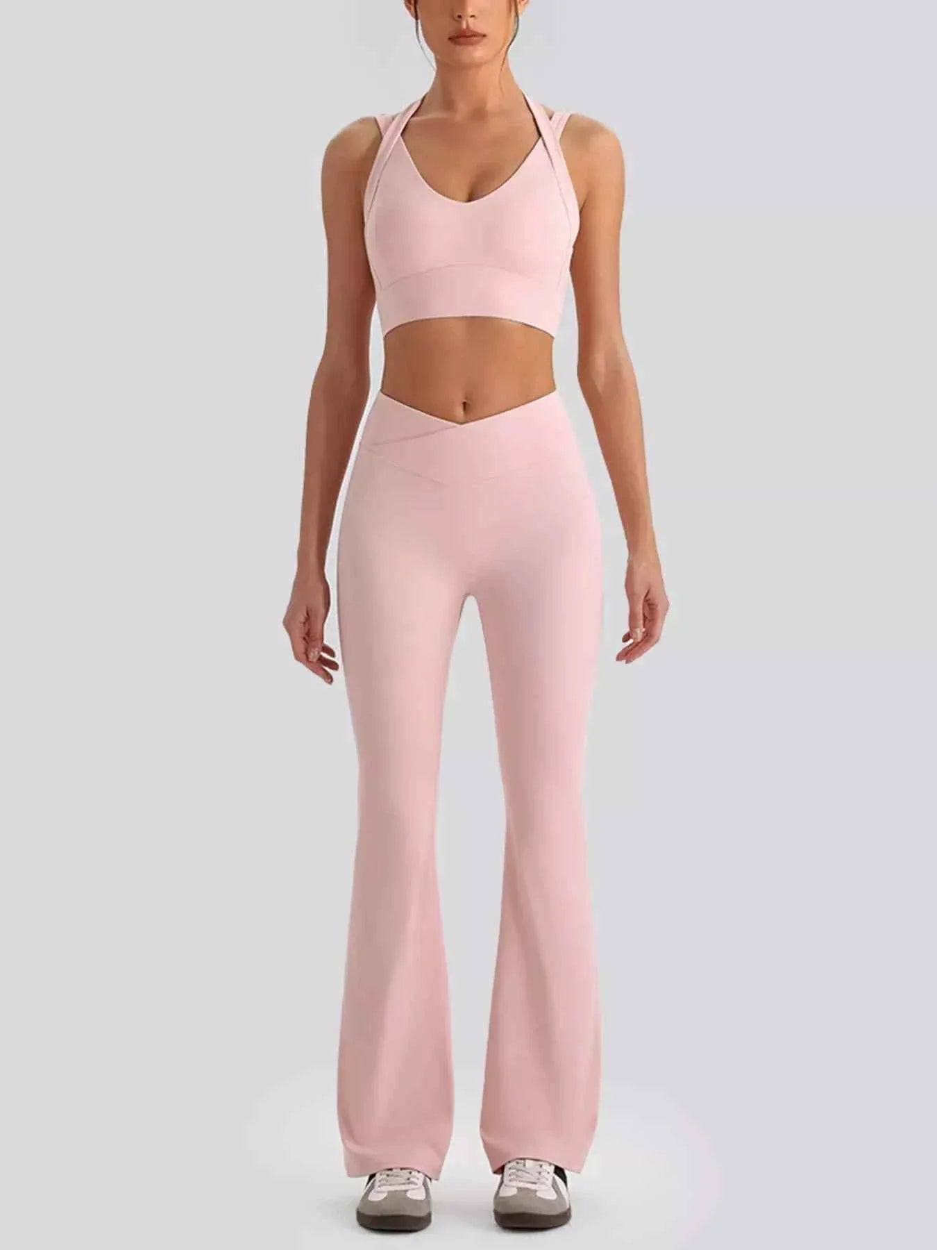 Seamless Criss-Cross V-Neck Tank and Leggings Active Set