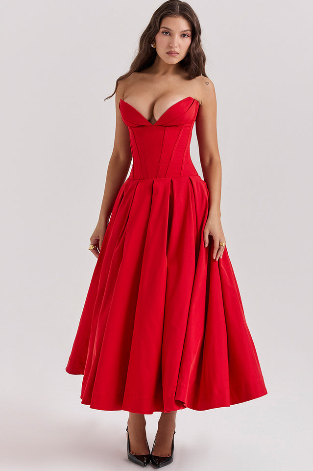 Black Lady Strapless Midi Dress