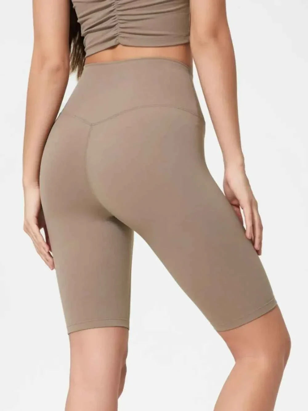 High Waist Wide Waistband Knee Length Active Biker Shorts 18